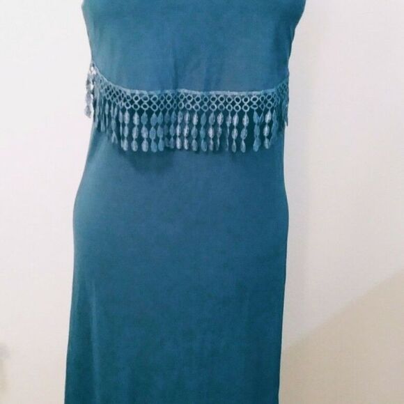 Jon & Anna NY Medium Tassel Fringe Criss-Cross Straps Maxi Formal Party Dress - Picture 8 of 10